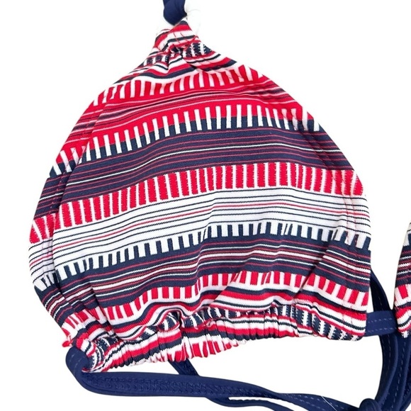 NWT Letarte American pie slide tri swim top tie navy/red/white padded medium - Picture 2 of 5